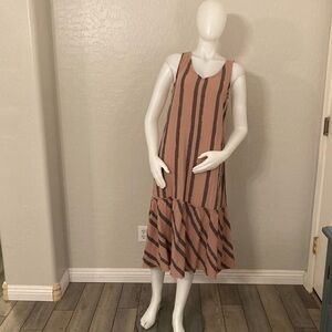 Mod O Doc Vertical Striped Gauze MIDI Tank Dress Small